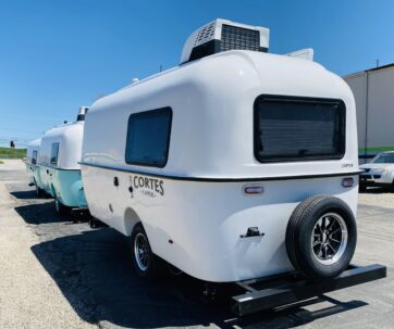 Cortes Campers offers solid, multi-colors, and metallic flake all fiberglass RV travel trailers.